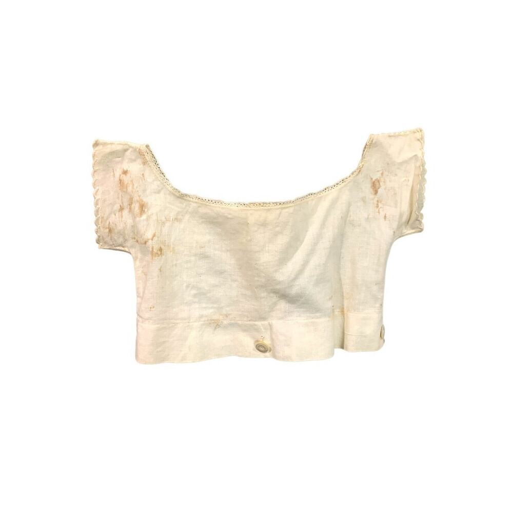 Antique Victorian Girls Undershirt Muslin Button Back 1800s